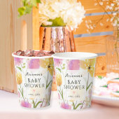 Elegant Waterverf Flowers Script Baby shower Papieren Bekers