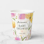 Elegant Waterverf Flowers Script Baby shower Papieren Bekers (Achterkant)
