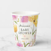 Elegant Waterverf Flowers Script Baby shower Papieren Bekers (Voorkant)