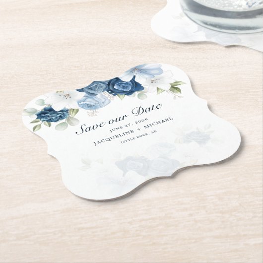 Elegant Waterverf Flowers Sla ons datumscript op Kartonnen Onderzetters (Gekanteld)