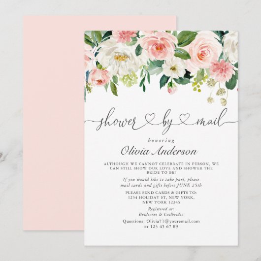 Elegant Waterverf Flowers Vrijgezellenfeest per po Kaart (Voorkant / Achterkant)