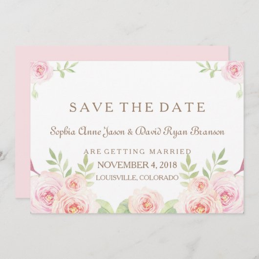 Elegant Waterverf Flowers Weddenschap BEWAAR DATUM Save The Date (Voorkant / Achterkant)