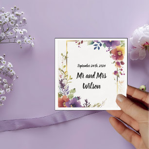 Elegant Waterverf Flowers Weddenschap Dinner Cockt Servet