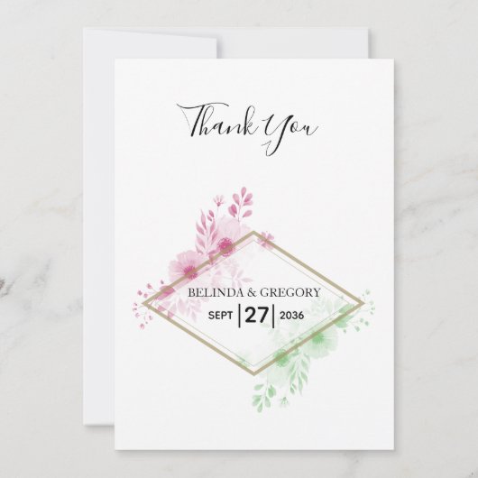 Elegant Waterverf Flowers Weddenschap Hartelijk da Kaart (Achterkant)