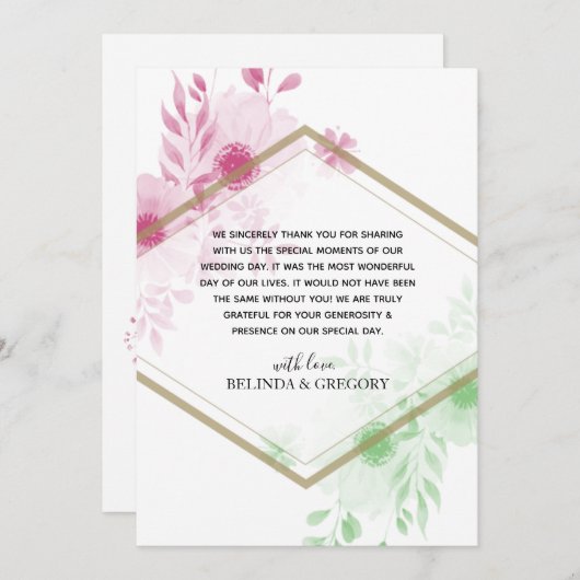 Elegant Waterverf Flowers Weddenschap Hartelijk da Kaart (Voorkant / Achterkant)