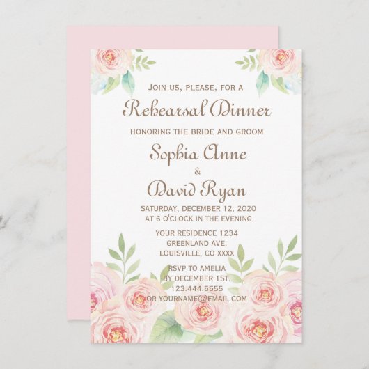 Elegant Waterverf Flowers Weddenschap Kaart (Voorkant / Achterkant)