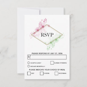 Elegant Waterverf Flowers Weddenschap RSVP-kaarten RSVP Kaartje