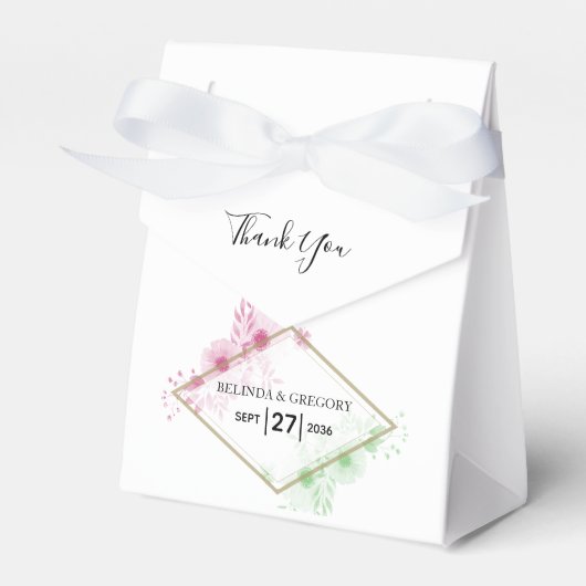 Elegant Waterverf Flowers Wedding Bedankdoosjes (Voorkant Zijde)
