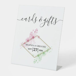 Elegant Waterverf Flowers Wedding Cards & Gifts Reclamebord Met Voetstuk