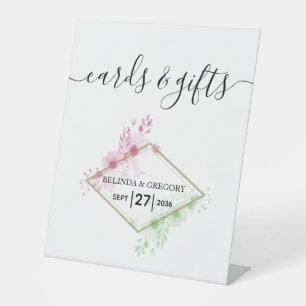 Elegant Waterverf Flowers Wedding Cards & Gifts Reclamebord Met Voetstuk