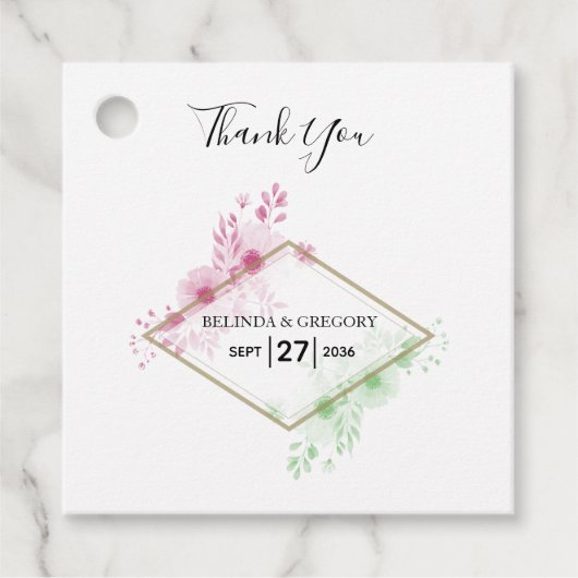 Elegant Waterverf Flowers Wedding Gift Bedankjes Labels (Voorkant)
