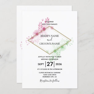 Elegant Waterverf Flowers Wedding Invitations Kaart