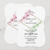 Elegant Waterverf Flowers Wedding Invitations Kaart (Voorkant / Achterkant)