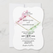 Elegant Waterverf Flowers Wedding Invitations Kaart (Voorkant)