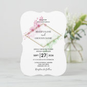 Elegant Waterverf Flowers Wedding Invitations Kaart (Staand voorkant)