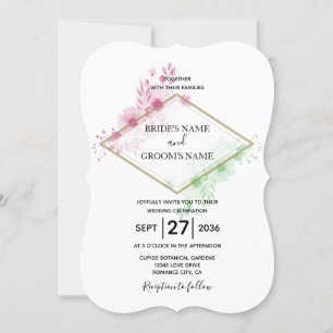 Elegant Waterverf Flowers Wedding Invitations Kaart
