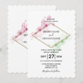 Elegant Waterverf Flowers Wedding Invitations Kaart (Voorkant / Achterkant)