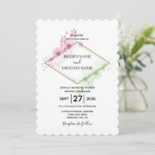 Elegant Waterverf Flowers Wedding Invitations Kaart (Staand voorkant)