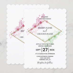 Elegant Waterverf Flowers Wedding Invitations Kaart