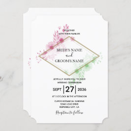 Elegant Waterverf Flowers Wedding Invitations Kaart