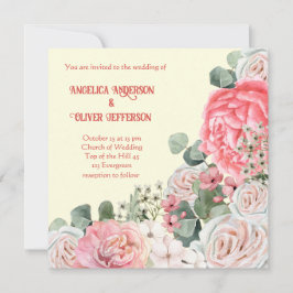 Elegant Waterverf Flowers Wedding Kaart
