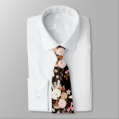 Elegant Waterverf Flowers Wedding Pink and Black Stropdas (Gebonden)