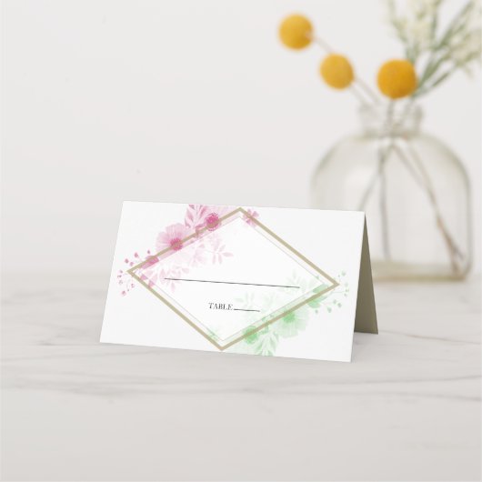 Elegant Waterverf Flowers Wedding Place Card Plaatskaartje (Voorkant)