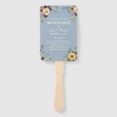 Elegant Waterverf Flowers Wedding Programme Handwaaier (Voorkant)