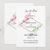 Elegant Waterverf Flowers Wedding Save The Date (Voorkant / Achterkant)