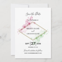 Elegant Waterverf Flowers Wedding Save The Date