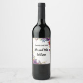 Elegant Waterverf Flowers Wedding Wine Labels Wijn Etiket (Voorkant)