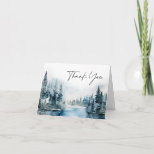 Elegant Waterverf Foggy Forest Boho Wedding Bedankkaart