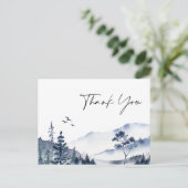 Elegant Waterverf Foggy Forest Hartelijk dank Briefkaart (Staand voorkant)