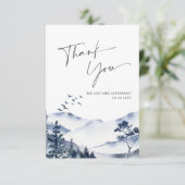 Elegant Waterverf Foggy Forest Wedding Bedankkaart (Staand voorkant)