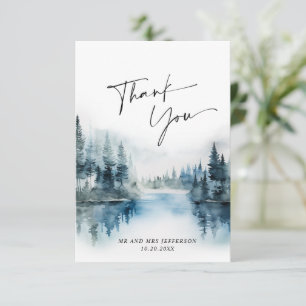 Elegant Waterverf Foggy Forest Wedding Bedankkaart