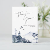 Elegant Waterverf Foggy Forest Wedding Bedankkaart (Staand voorkant)