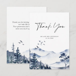 Elegant Waterverf Foggy Forest Wedding Bedankkaart