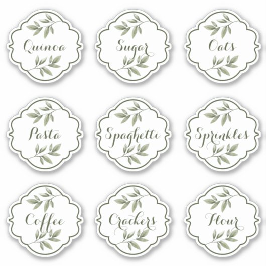 Elegant Waterverf Foliage Custom Pantry Labels (Voorkant)