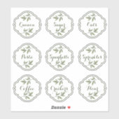 Elegant Waterverf Foliage Custom Pantry Labels (Vel)