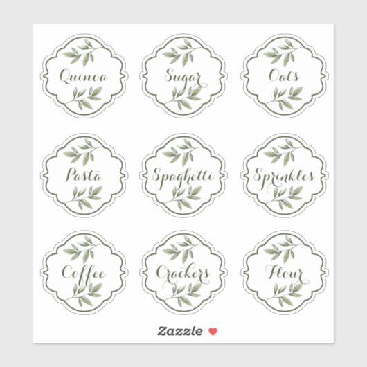 Elegant Waterverf Foliage Custom Pantry Labels (Vel)