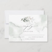 Elegant Waterverf Foliage Dusty Green RSVP Kaartje (Voorkant)