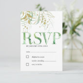 Elegant Waterverf Foliage en goudbladeren RSVP Kaartje (Staand voorkant)