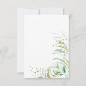 Elegant Waterverf Foliage en goudbladeren RSVP Kaartje (Achterkant)