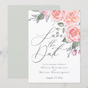 Elegant Waterverf Foliage Save the Date Invitati Kaart