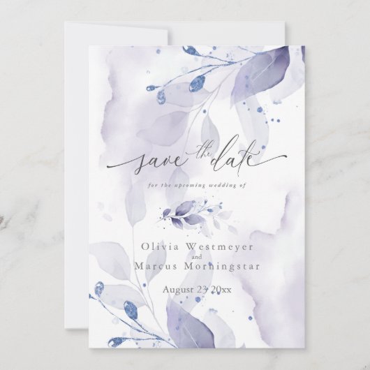 Elegant Waterverf Foliage Save the Date Invitati Kaart (Voorkant)