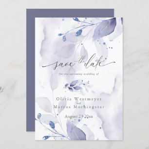 Elegant Waterverf Foliage Save the Date Invitati Kaart