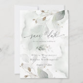 Elegant Waterverf Foliage Save the Date Invitati Kaart (Voorkant)