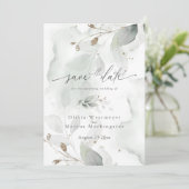 Elegant Waterverf Foliage Save the Date Invitati Kaart (Staand voorkant)
