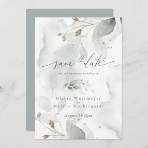 Elegant Waterverf Foliage Save the Date Invitati Kaart