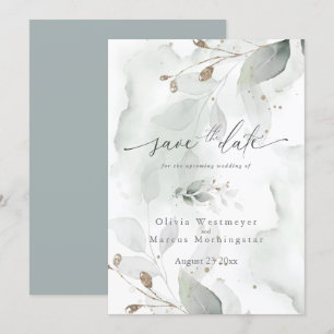 Elegant Waterverf Foliage Save the Date Invitati Kaart